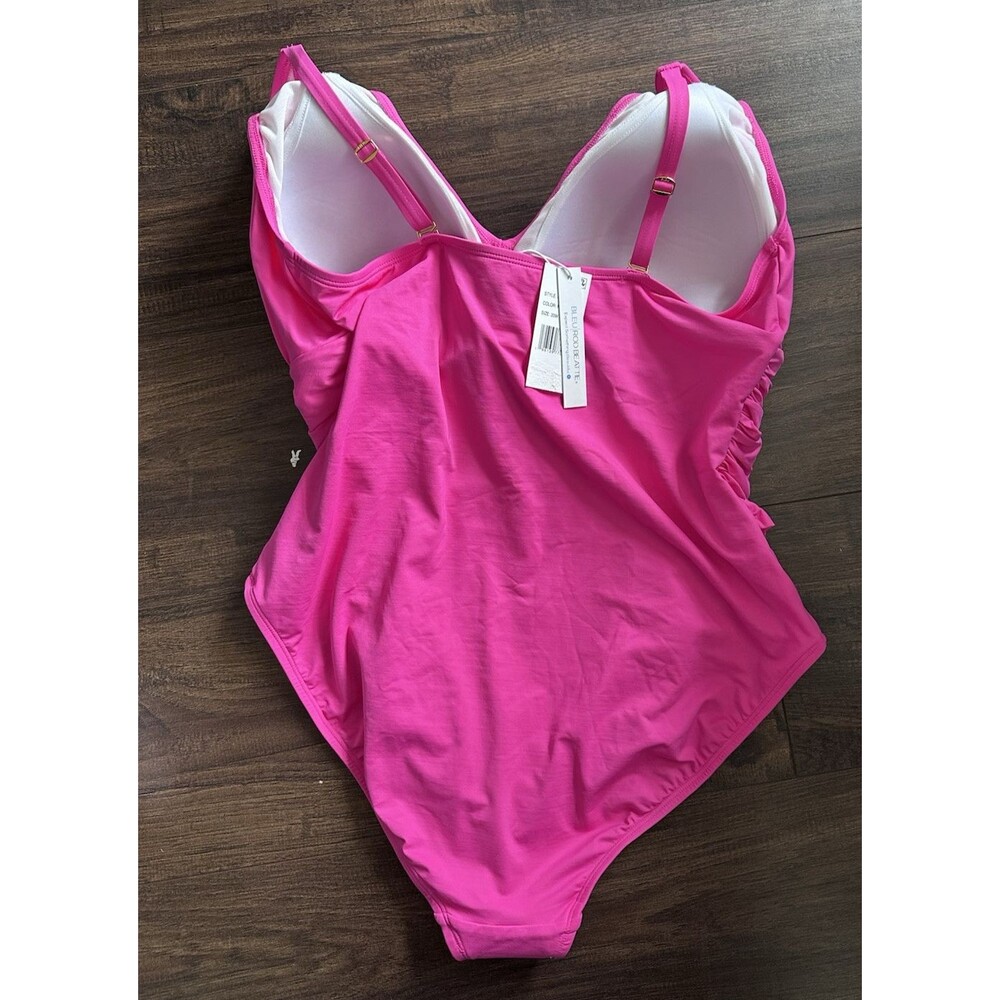Bleu by Rod Beattie Women's Plus size Molded-Cup One-Piece Swimsuit Hot Pink 16W - Picture 8 of 10